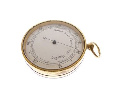 Lot 486 - Gilt metal cased pocket barometer