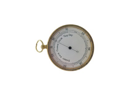 Lot 486 - Gilt metal cased pocket barometer