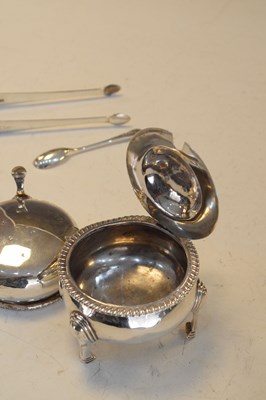 Lot 96 - George IV two pieces condiment set, sugar tongs and lady's fob watch