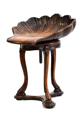 Lot 520 - French carved walnut music stool