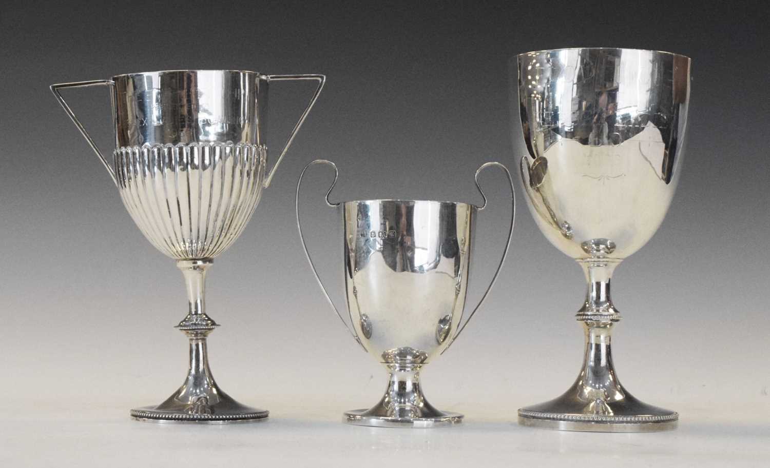 Lot 99 - Late Victorian silver trophy and two later trophies