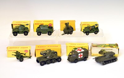 Lot 397 - Dinky Toys - Eight boxed military themed diecast model vehicles