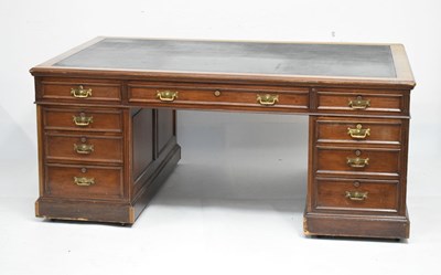 Lot 588 - Early 20th Century Maple & Co. twin pedestal partners desk