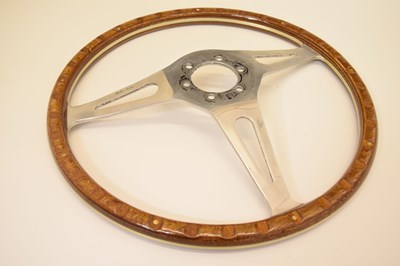 Lot 354 - Vintage Moto-Lita steering wheel and AC Owners Club car badge