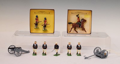 Lot 276 - Britains - The Royal Navy Field Gun Landing Party, and two boxed soldiers