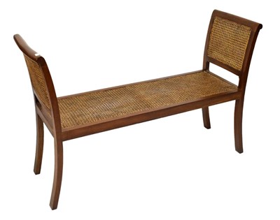 Lot 381 - Long bench/window seat with cane panels