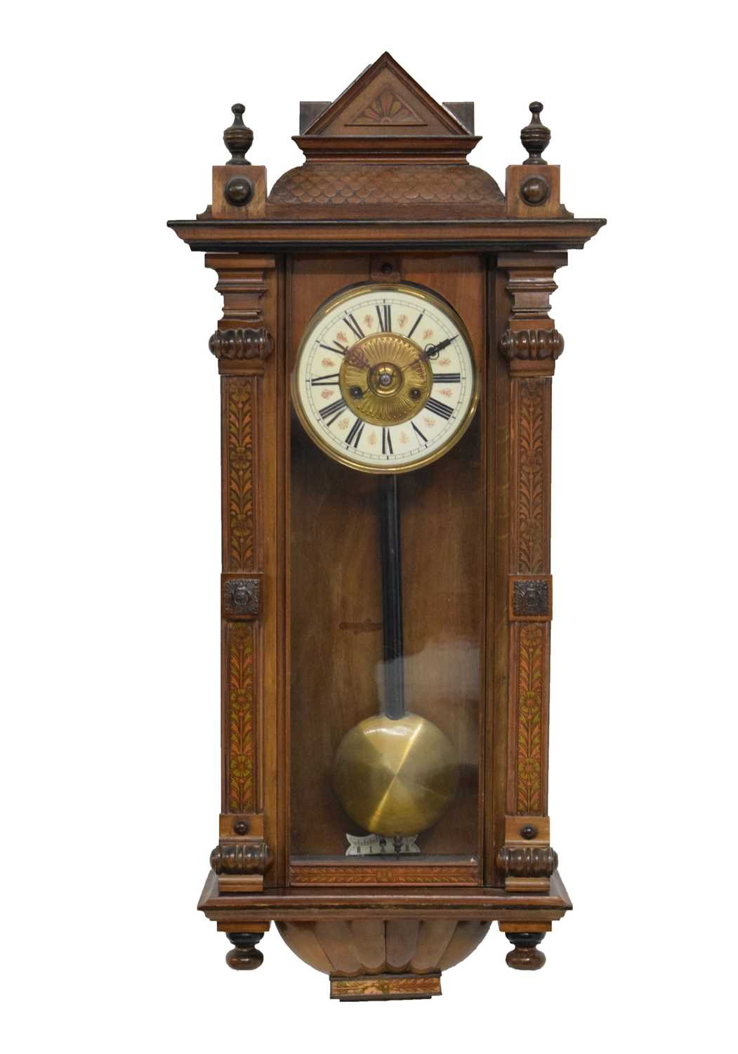 Lot 484 - Inlaid Vienna-style wall clock