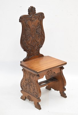 Lot 519 - 19th Century mahogany carved hall chair