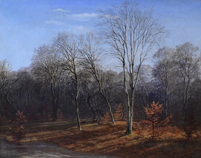 Lot 469 - Late 19th Century - Oil on canvas - Deer in an autumnal wooded landscape