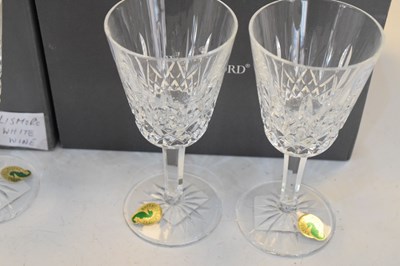 Lot 385 - Set of four Waterford crystal Lismore white wine glasses