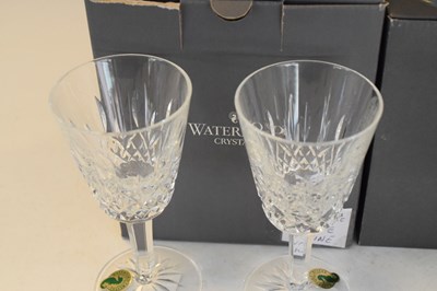 Lot 385 - Set of four Waterford crystal Lismore white wine glasses