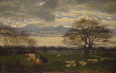 Lot 468 - George Dickinson - Oil on Canvas - A Kent Landscape Meadowland near Brockley Kent