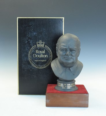 Lot 404 - Royal Doulton limited edition black Basalt bust of Sir Winston Churchill