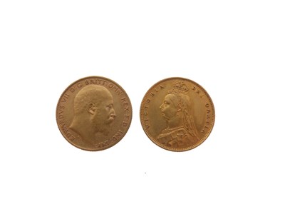 Lot 146 - Queen Victoria gold half sovereign, 1887 and Edward VII gold half sovereign, 1906 (2)