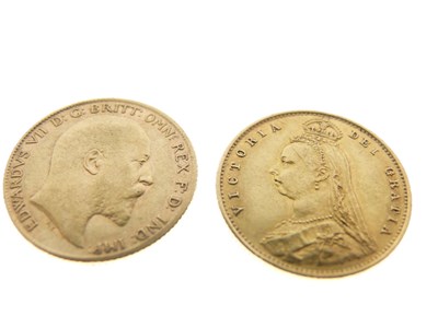 Lot 146 - Queen Victoria gold half sovereign, 1887 and Edward VII gold half sovereign, 1906 (2)