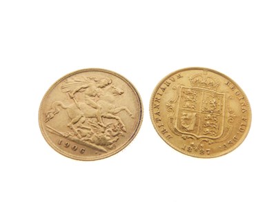 Lot 146 - Queen Victoria gold half sovereign, 1887 and Edward VII gold half sovereign, 1906 (2)