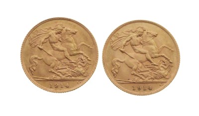 Lot 147 - Two George V gold half sovereigns, 1914 (2)