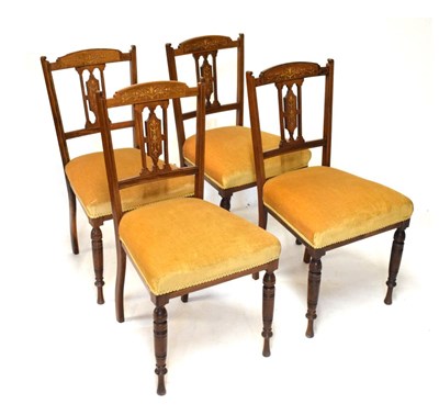 Lot 389 - Four Edwardian chairs with gold/brown seats