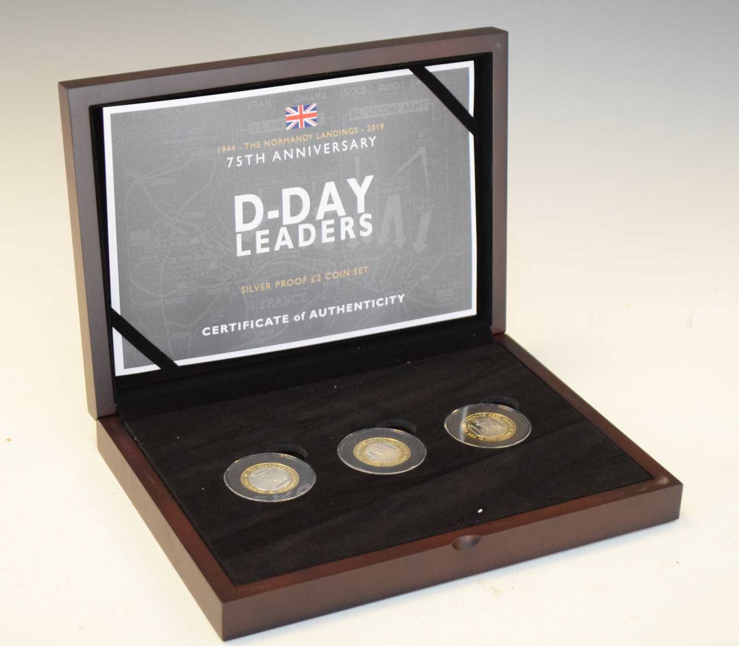 Lot 160 - Limited edition 75th Anniversary of the D-Day Leaders £2 coin Isle of Man set