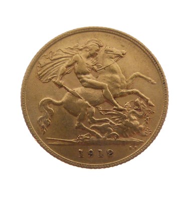 Lot 134 - George V gold half sovereign, 1912