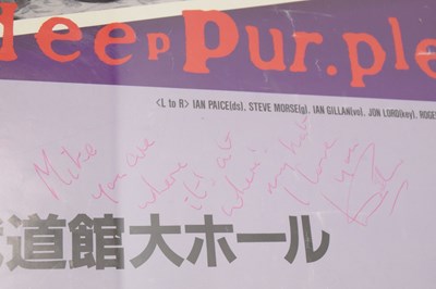 Lot 201 - Deep Purple autographed 1996 Japanese poster with a collection of Gillan related ephemera