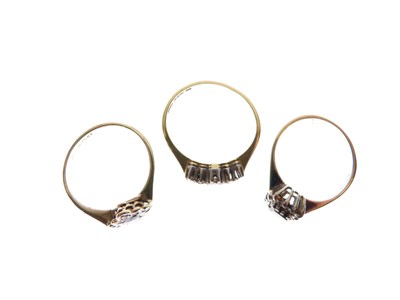 Lot 9 - Three various diamond and gem set rings