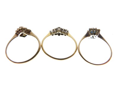 Lot 9 - Three various diamond and gem set rings