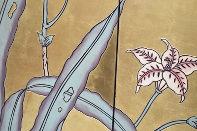 Lot 440 - Chinese lacquer three-fold screen