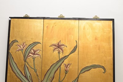 Lot 440 - Chinese lacquer three-fold screen