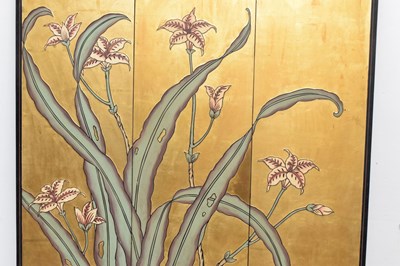 Lot 440 - Chinese lacquer three-fold screen