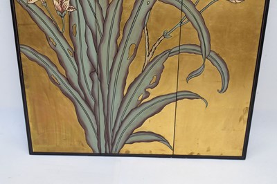 Lot 440 - Chinese lacquer three-fold screen
