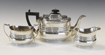 Lot 131 - George V three-piece silver tea set