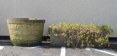 Lot 616 - Composite stone rectangular garden trough and planter