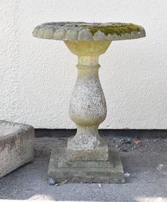 Lot 619 - Composite stone pedestal bird bath on a square base