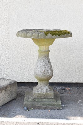 Lot 619 - Composite stone pedestal bird bath on a square base