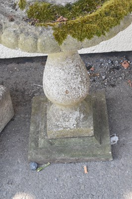 Lot 619 - Composite stone pedestal bird bath on a square base