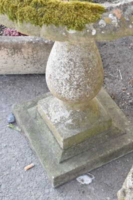 Lot 619 - Composite stone pedestal bird bath on a square base