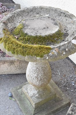 Lot 619 - Composite stone pedestal bird bath on a square base