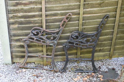 Lot 641 - Pair of cast iron garden seat or bench ends