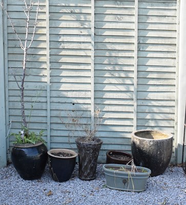 Lot 630 - Six glazed garden planters or pots