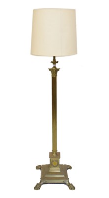 Lot 464 - Brass column standard lamp