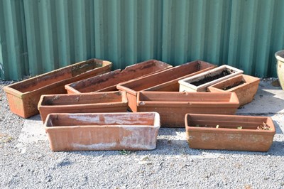 Lot 639 - Nine rectangular terracotta troughs or planters