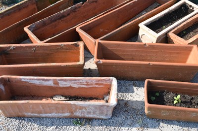 Lot 639 - Nine rectangular terracotta troughs or planters