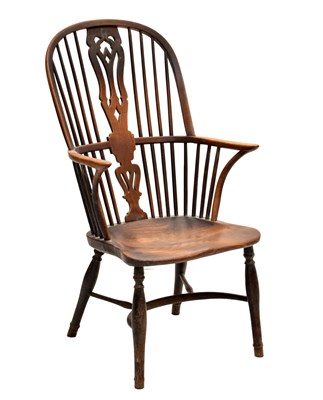 Lot 559 - 19th century ash, yew, and fruitwood hoop-back Windsor chair