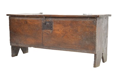 Lot 545 - Mid 17th century elm six plank coffer or bedding chest