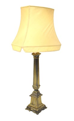 Lot 450 - Brass column table lamp