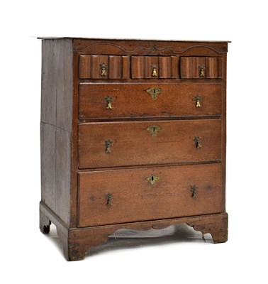 Lot 718 - Unusual early 18th century oak chest of drawers