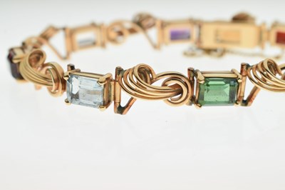 Lot 36 - Multi-gem set 18ct gold bracelet