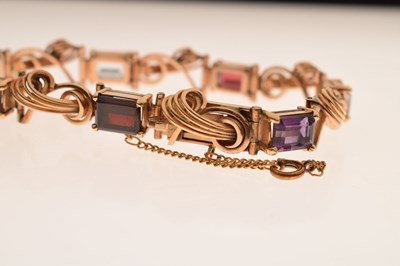 Lot 36 - Multi-gem set 18ct gold bracelet