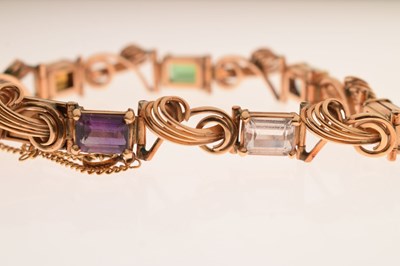 Lot 36 - Multi-gem set 18ct gold bracelet